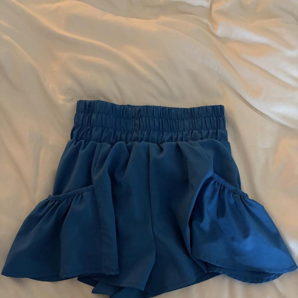 Royal Blue High Waist Ruffled Flow Shorts